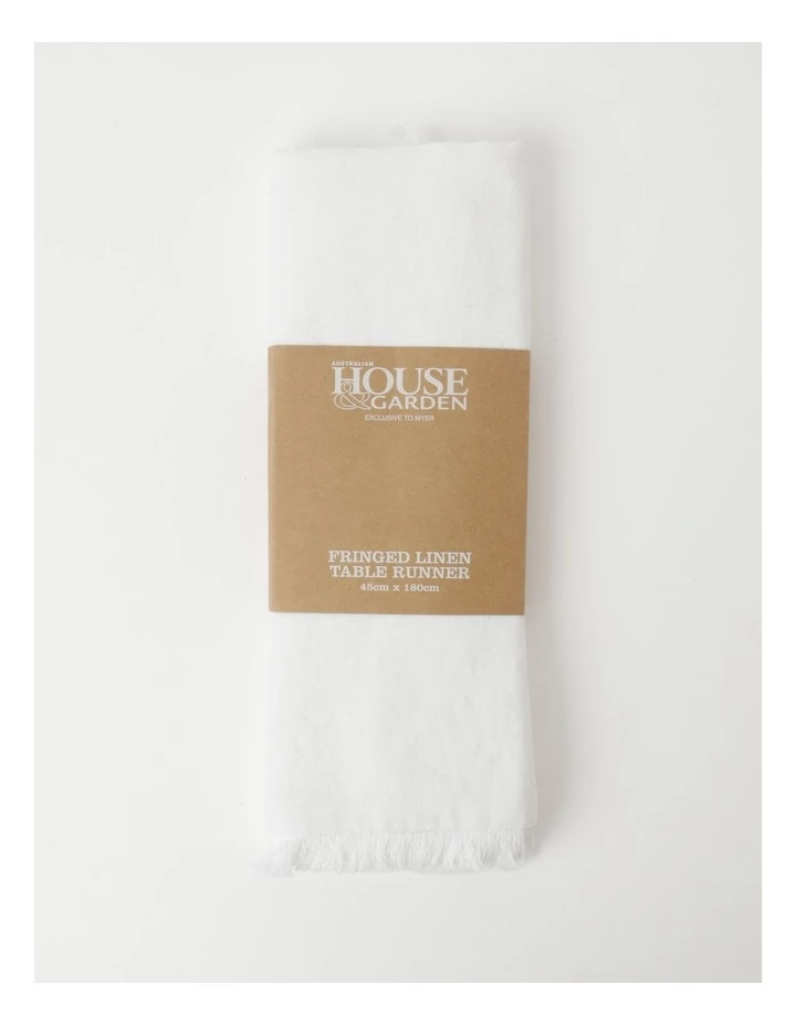 Wholesale ⌛ Australian House & Garden Fringed Linen Table Runner in White ✔️ 1 Wholesale ⌛ Australian House & Garden Fringed Linen Table Runner in White ✔️