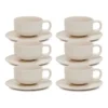 Discount 🤩 Salt&Pepper HUE Tea Cup and Saucer Set - 200ml/15.5cm - Stone - Set of 6 👍
