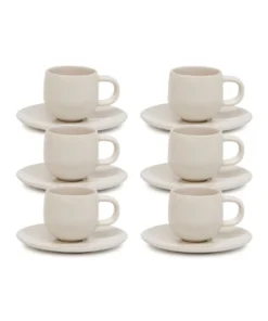 Discount ๐ Salt&Pepper HUE Espresso Cup and Saucer Set - 85ml/12cm - Stone - Set of 6 โ
