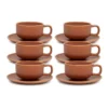 Outlet ⌛ Salt&Pepper Hue Tea Cup & Saucer - 200ml - Rust - Set of 6 ❤️