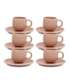 New 👏 Salt&Pepper Hue Espresso Cup & Saucer - 85ml - Blush - Set of 6 ❤️
