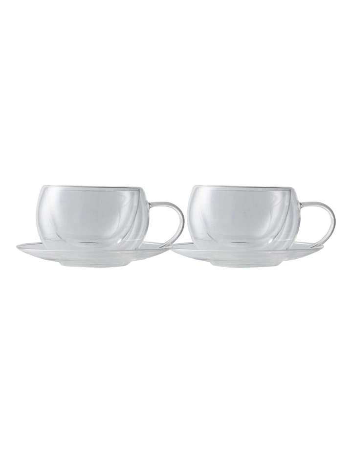 Outlet ✨ Maxwell & Williams Blend Set of 2 270ml Double Wall Cup & Saucer ⭐ 1 Outlet ✨ Maxwell & Williams Blend Set of 2 270ml Double Wall Cup & Saucer ⭐