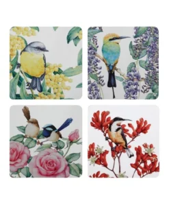 Wholesale ❤️ Maxwell & Williams Royal Botanic Gardens Garden Friends Set of 4 10.5cm Cork Back Coaster ✔️