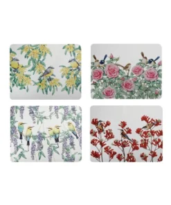 Brand new π Maxwell & Williams Royal Botanic Gardens Garden Friends 34x26.5cm Set of 4 Gift Boxed Cork Back Placemat βοΈ