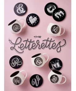 Deals 😉 Maxwell & Williams The Letterettes Ceramic 10.5cm # Gift Boxed Round Coaster Black ❤️ -Dining Sales Store 814051900 2 720x928