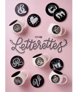 Hot Sale ✨ Maxwell & Williams The Letterettes Ceramic 10.5cm M Gift Boxed Round Coaster Black 👍 -Dining Sales Store 814052530 2 720x928
