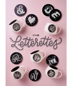 Cheap ⭐ Maxwell & Williams The Letterettes Ceramic 10.5cm W Gift Boxed Round Coaster Black ❤️ -Dining Sales Store 814053430 2 720x928