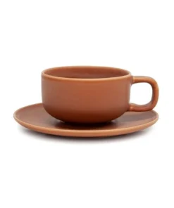 Brand new ✨ Salt&Pepper Hue 200ml Tea Cup & Saucer Set Rust 🥰