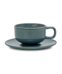 New ✨ Salt&Pepper Hue 200ml Tea Cup & Saucer Set Sage 🧨