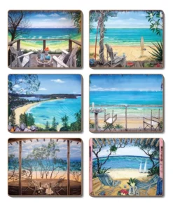Flash Sale 🛒 Cinnamon Coastal Verandahs Set of 6 Coasters 👍