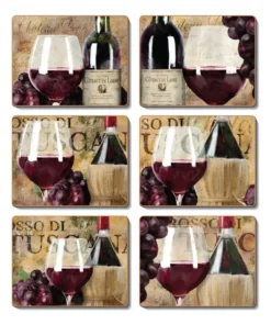 Deals 😀 Cinnamon Old World Wine Set of 6 Coasters 🛒