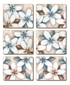 Outlet ✔️ Cinnamon Ocean Frangipani Set of 6 Coasters 🥰