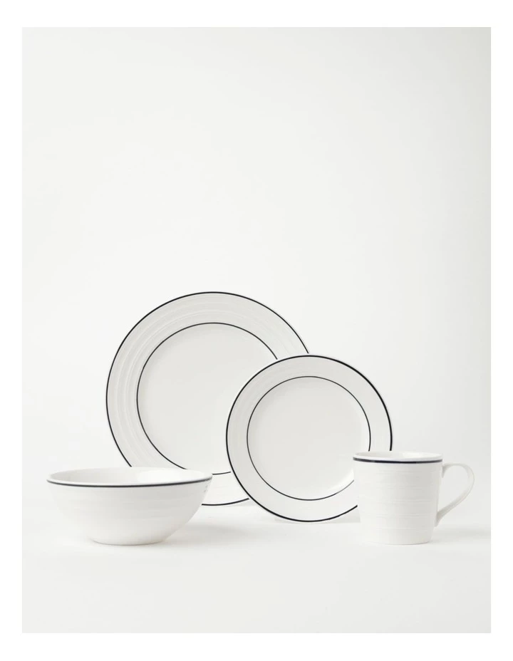 Cheapest ❤️ Heritage Ribbed 16pc Dinner Set with Blue Rim ✔️ 1 Cheapest ❤️ Heritage Ribbed 16pc Dinner Set with Blue Rim ✔️