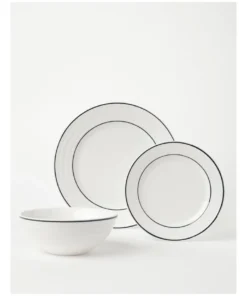 Best deal ๐คฉ Heritage Ribbed 12pc Dinner Set with Blue Rim ๐งจ