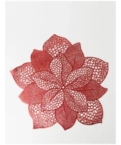 Promo 💯 Heritage Poinsettia Placemat Set Of 4 - Red 🤩