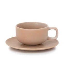 Budget π₯° Salt&Pepper Hue Tea Cup & Saucer - 200ml - Toffee π