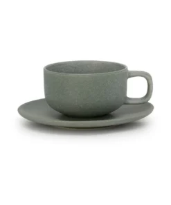 Flash Sale ⭐ Salt&Pepper Hue Tea Cup & Saucer - 200ml - Leaf ⭐