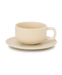 Hot Sale 🎉 Salt&Pepper Hue Tea Cup & Saucer - 200ml - Butter ⌛