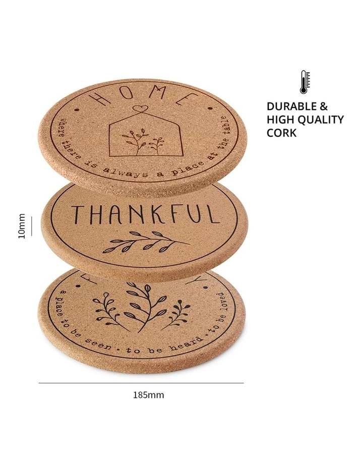 Brand new 🥰 Life Tree Cork Trivets 3 Pack - 18.5cm - Mixed Design ✨ 2 Brand new 🥰 Life Tree Cork Trivets 3 Pack - 18.5cm - Mixed Design ✨ - Image 2