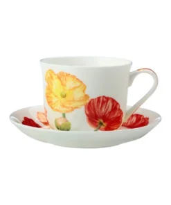 New 😍 Maxwell & Williams Katherine Castle Floriade Breakfast Cup & Saucer 480ML Poppy Gift Boxed 🔔