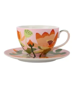Outlet 🔔 Maxwell & Williams Royal Botanic Gardens Lotus Cup & Saucer 240ML Pink Gift Boxed 🔔
