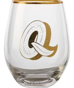 Promo 💯 Maxwell & Williams The Letterettes Stemless Glass 500ML "Q" Boxed 🥰