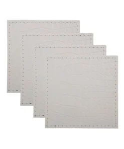 Outlet ✨ Maxwell & Williams Table Accents Leather Look Alligator Coaster Set of 4 In Ecru ✨