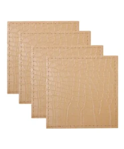 New ⌛ Maxwell & Williams Table Accents Leather Look Alligator Coaster Set Of 4 Tan 🎉