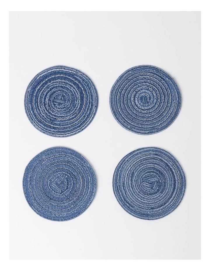 Wholesale ❤️ Vue Denim Look Marle Coaster 4pk in Blue ✔️ 1 Wholesale ❤️ Vue Denim Look Marle Coaster 4pk in Blue ✔️