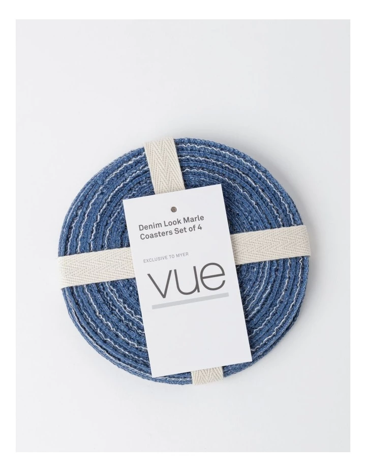 Wholesale ❤️ Vue Denim Look Marle Coaster 4pk in Blue ✔️ 3 Wholesale ❤️ Vue Denim Look Marle Coaster 4pk in Blue ✔️ - Image 3