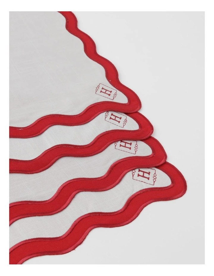 Flash Sale ✔️ Heritage Florence Scalloped Edge Placemat Set of 4 in Red and White ✔️ 2 Flash Sale ✔️ Heritage Florence Scalloped Edge Placemat Set of 4 in Red and White ✔️ - Image 2