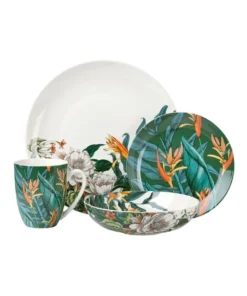 Promo π Maxwell & Williams The Blck Pen Night Garden Coupe Dinner Set 16pc Foliage Gift Boxed β¨